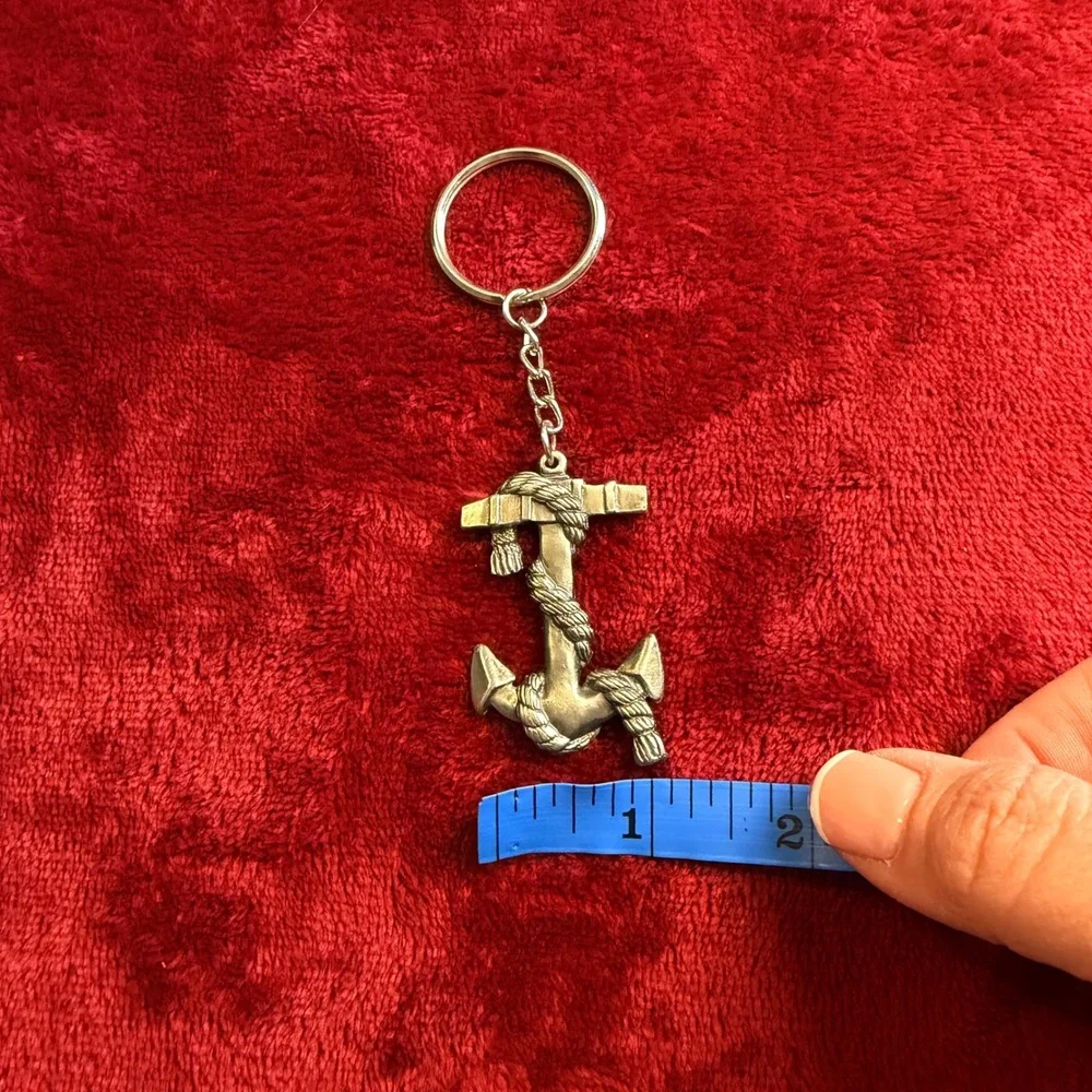 Silver Tone Nautical Anchor Rope‎ Keychain Maritime Boating Key Ring Charm
